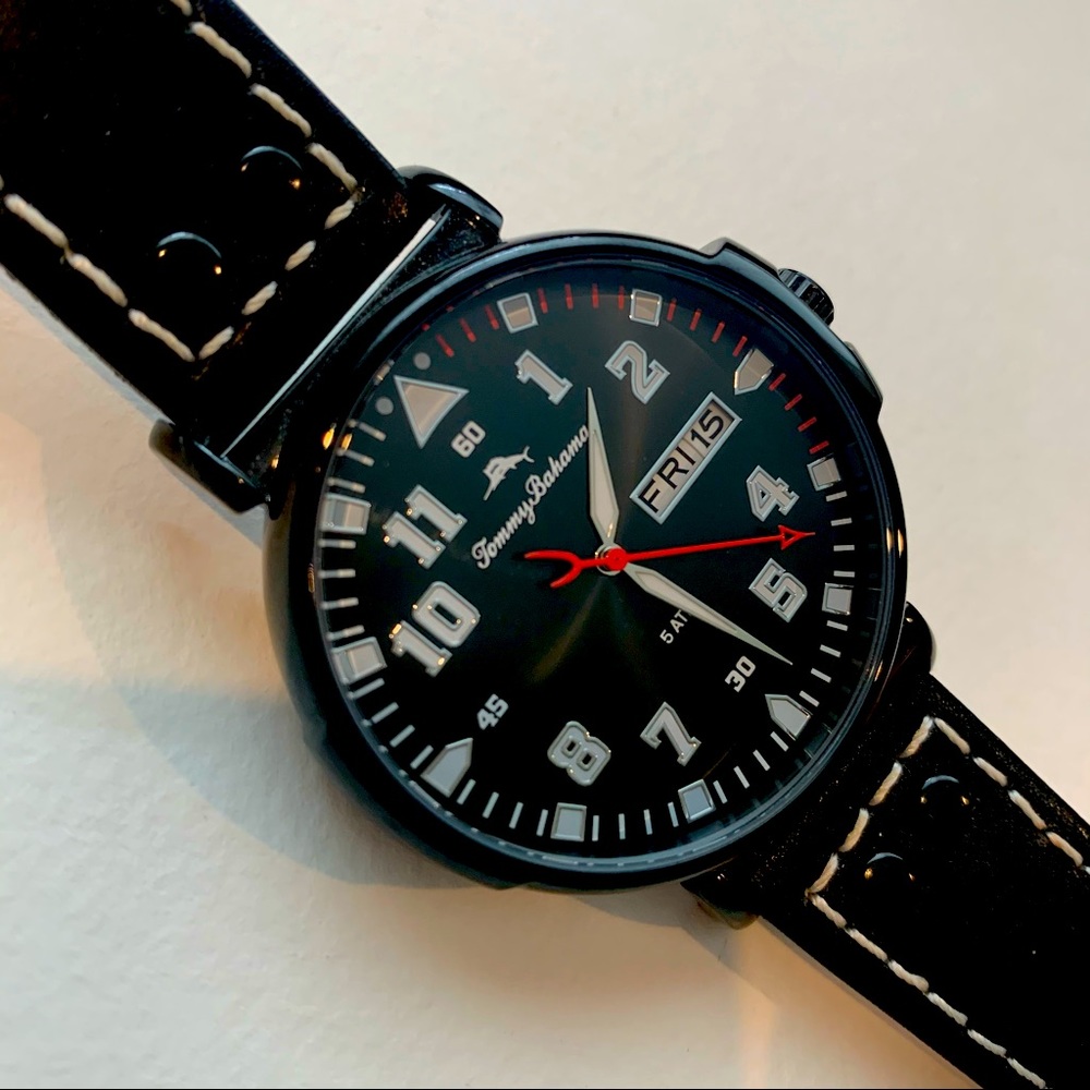 Black Tommy Bahama leather watch